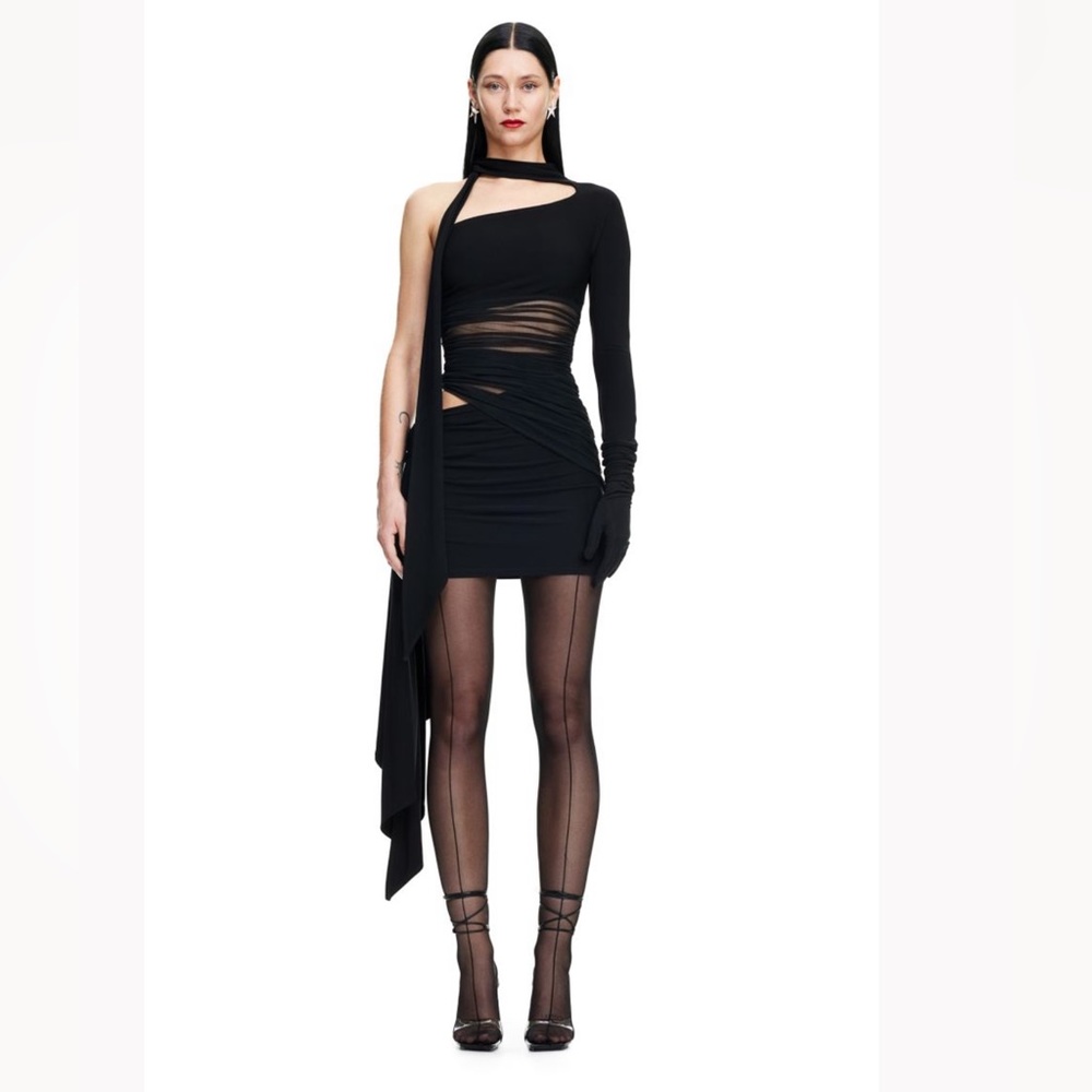 NWT Mugler X Hm H&M Bloggers Fav Knot-detail One-shoulder Dress Black Size S